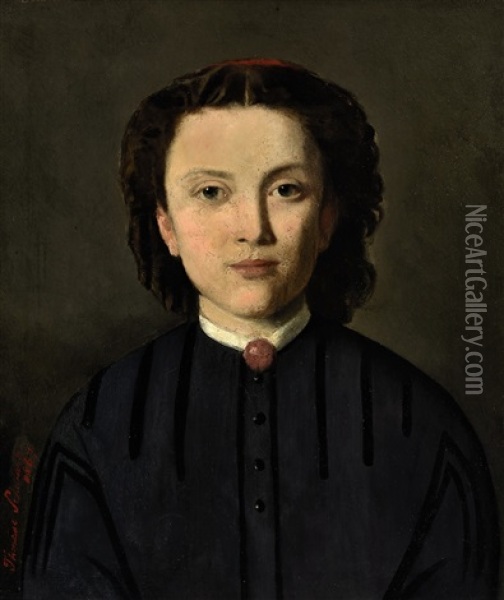 Portrait Eines Madchens Oil Painting - Therese Schwartze