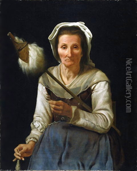 Old Woman Spinning 1646 48 Oil Painting - Michael Sweerts