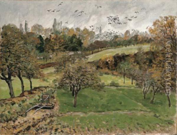 Paysage D'automne A Louveciennes Oil Painting - Alfred Sisley