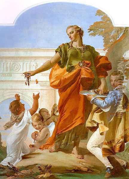 Generosity Bestowing her Gifts 1734 Oil Painting - Giovanni Battista Tiepolo