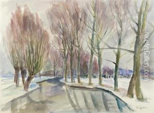 Winter Landscape Oil Painting - Henri Epstein