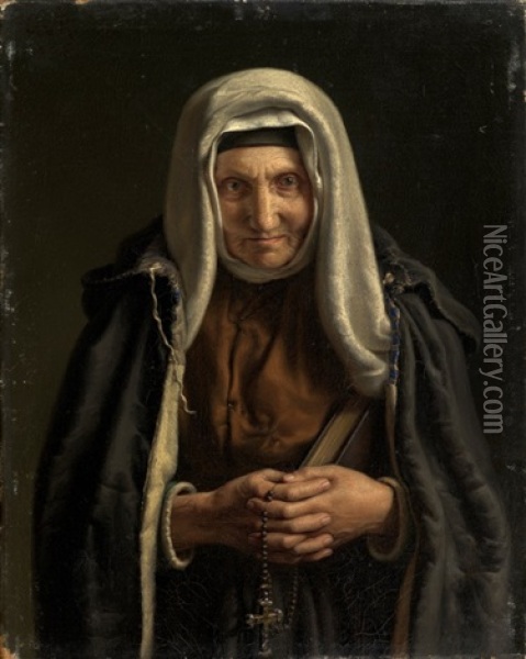 Religious Woman Oil Painting - Evgraf Reitern