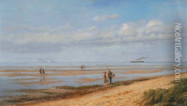 Coast With Ships On The Horizon Oil Painting - Helmuth Dirckinck-Holmfeld