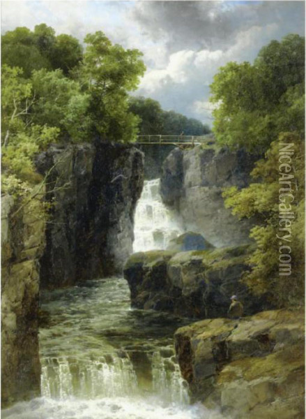 Bracklin Bridge Falls Oil Painting - John Brandon Smith