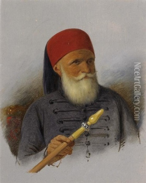 Portrat Eines Sultans (mehmed Ali?) Oil Painting - Konstantin Johannes Franz Cretius