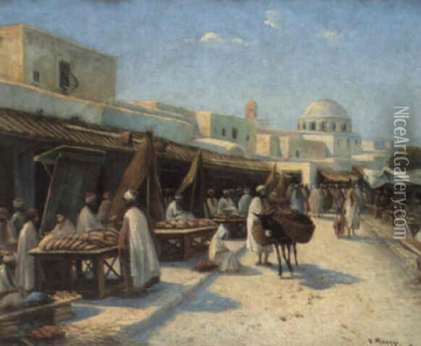 Kairouan, La Rue Saussier Oil Painting - Vincent Manago