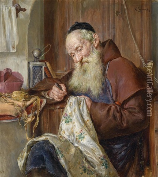 Ein Geschickter Pater Oil Painting - Ernst Nowak