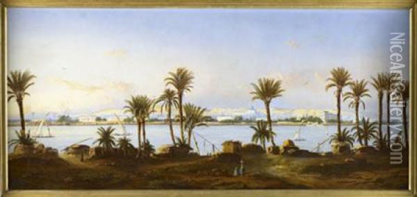 On The Nile Oil Painting - H Cross