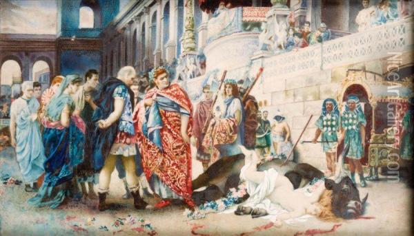 Scene De Martyre Au Circus Maximus Oil Painting - Teofilo Augimeri
