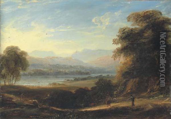 View Of Langdale Pikes And Ullswater Oil Painting - Anthony Vandyke Copley Fielding