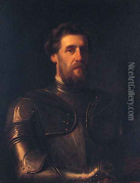 A Man in Armour Oil Painting - William Powell Frith