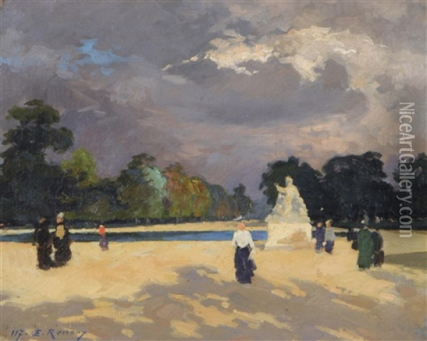 Le Bassin Des Tuileries Oil Painting - Jules Ernest Renoux