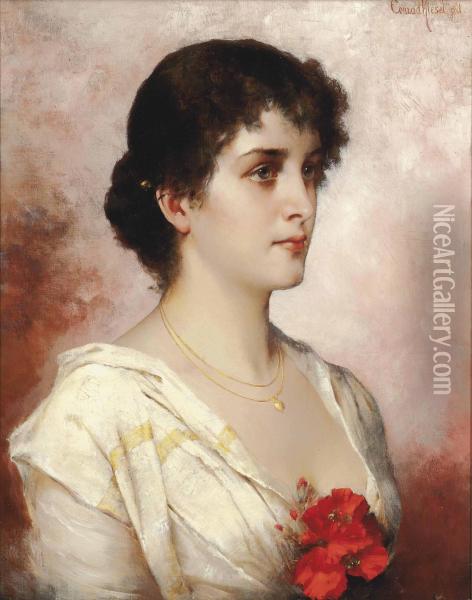 A Young Beauty Oil Painting - Conrad Kiesel