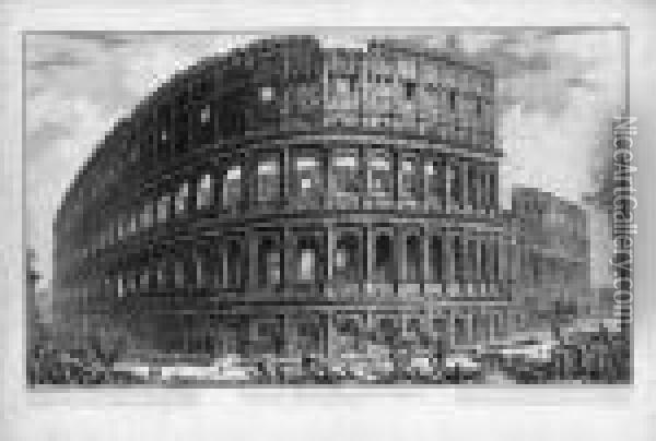 Vedute Di Roma: The Colosseum Oil Painting - Giovanni Battista Piranesi