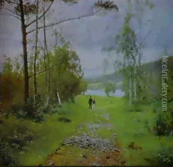 A Woodland Path Oil Painting - Sigvard Marius Hansen