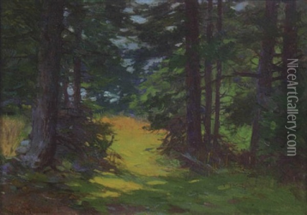 Woodland Interior Oil Painting - Charles Chase Emerson