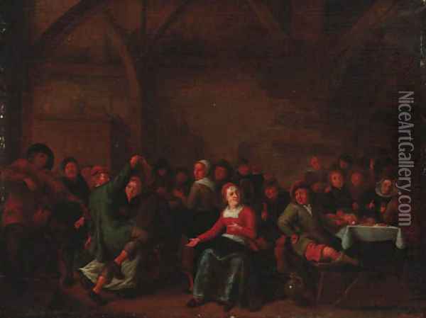 Peasants merrymaking in a tavern Oil Painting - Jan Miense Molenaer