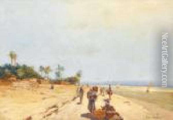 Promeneurs Au Bord Du Nil Oil Painting - Max Friedrich Rabes