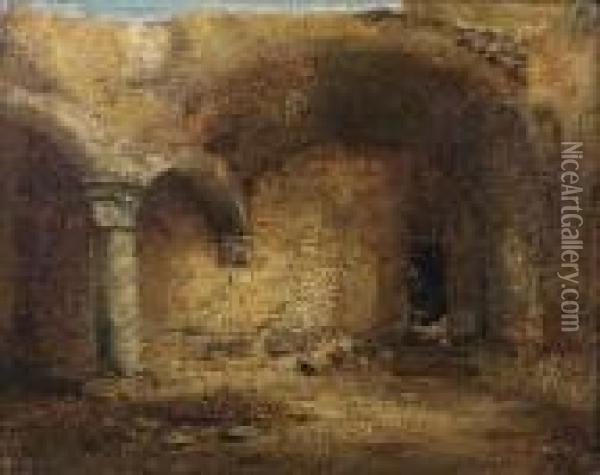 Ruines D'un Cloitre Oil Painting - Henri De Braeckeleer
