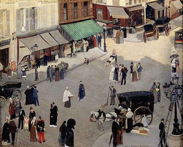 La Place Pigalle, Paris, 1880s Oil Painting - Pierre Carrier-Belleuse