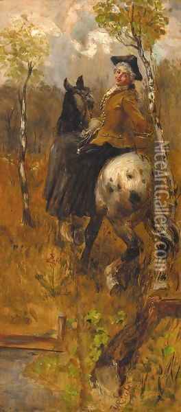 Riding side-saddle Oil Painting - Wilhelm Carl Rauber