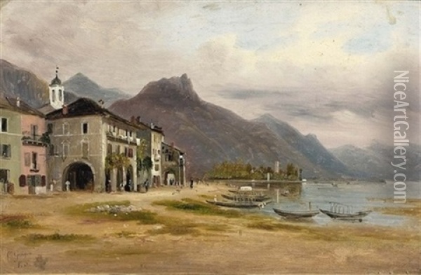 Locarno, Lago Maggiore Oil Painting - Charles Louis Guigon