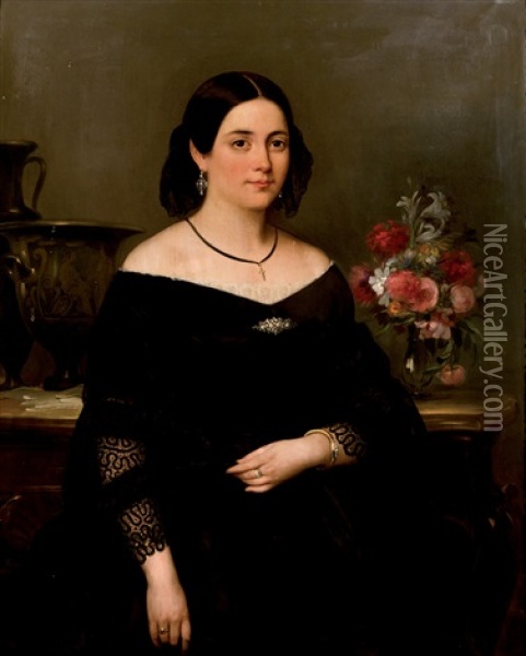 Retrato De Dama Oil Painting - Luis Ferrant Y Llausas
