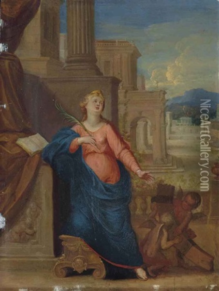 Sainte Catherine D'alexandrie Oil Painting - Nicolas Vleughels
