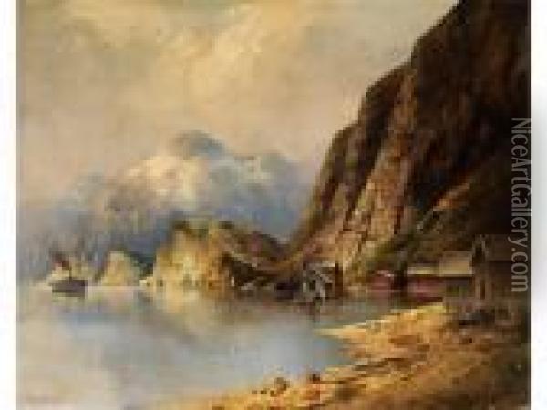 Landschaft Mit Blick Auf Die Bucht Eines Bergsees Oil Painting - Karl Kaufmann