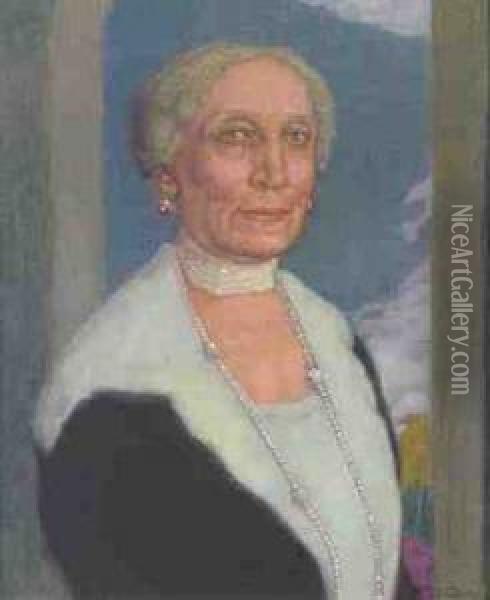 Frau Christine Moser Von Filseck Oil Painting - Karl Schmoll Von Eisenwerth