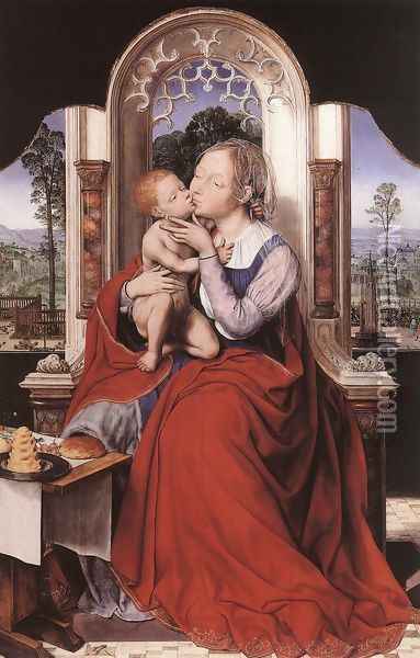 The Virgin Enthroned c. 1525 Oil Painting - Quinten Metsys