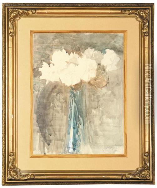Kwiaty W Wazonie, 1922 R. Oil Painting - Leon Wyczolkowski