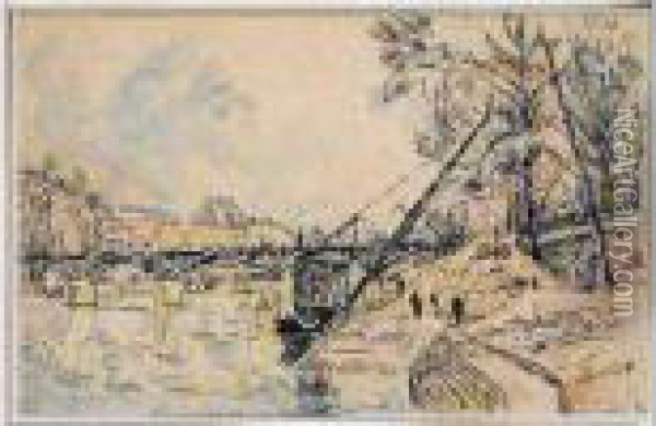 Paris, Le Pont Des Arts, 1932. Oil Painting - Paul Signac