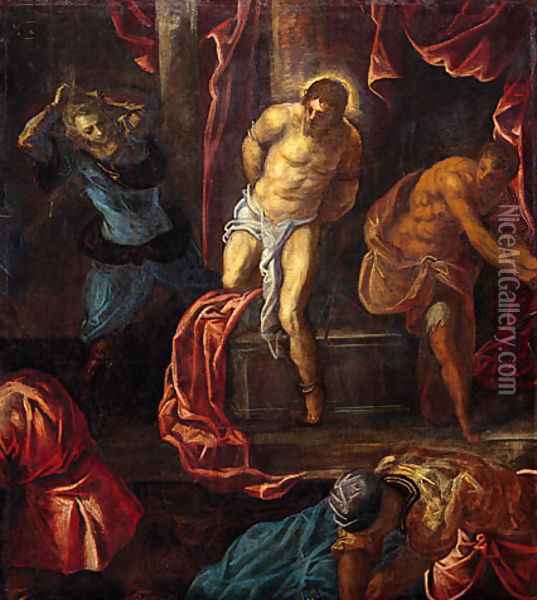 The Flagellation of Christ Oil Painting - Jacopo Tintoretto (Robusti)