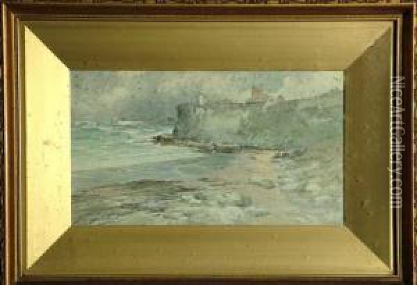 8in. X 14 1/4in. King Edwards Bay, Tynemouth Signed Oil Painting - Thomas Swift Hutton