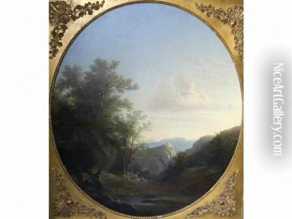 Lecon De Peinture En Exterieur Oil Painting - Nicolas Louis A. Prevost