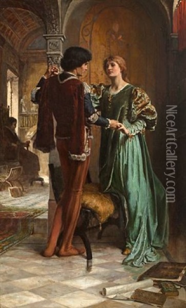 The Betrothal Oil Painting - George Percy R. E. Jacomb-Hood