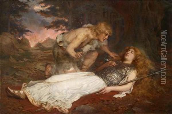 Siegfried And Brunnhilde Oil Painting - Charles Ernest Butler