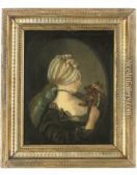 A Young Girl Holding A Dog Oil Painting - Jean-Honore Fragonard