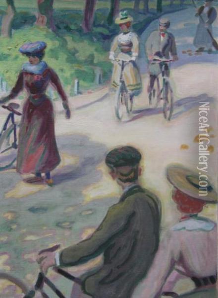 Les Cyclistes Oil Painting - Pierre Chapuis