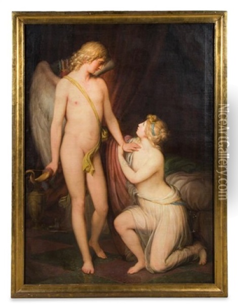 Cupid And Psyche Oil Painting - Josef Schopf