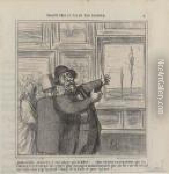 Quelle Societe Abatardie Et Corrompue..., From Croquis Pris Au Salon Par Daumier Oil Painting - Honore Daumier