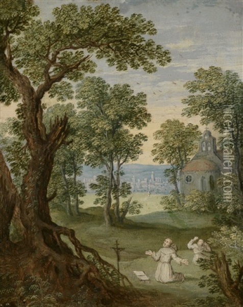 Landschaft Mit Der Stigmatisierung Des Heiligen Franz Von Assisi Oil Painting - Marten Ryckaert