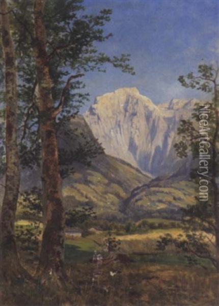 Blick Auf Den Hohen Goll Bei Berchtesgaden Oil Painting - Theodor von Hoermann