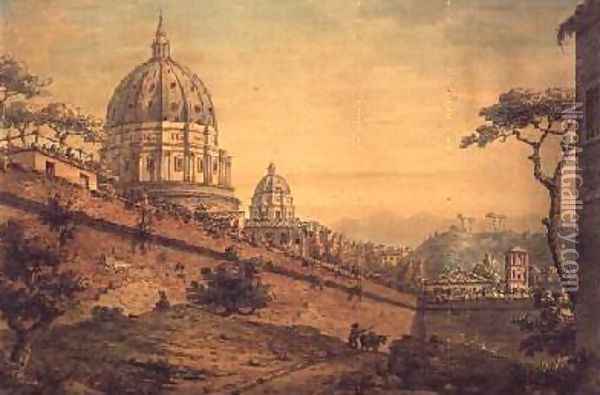 A Back View of St Peters Rome Oil Painting - William Marlow