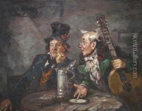 Zwei Musikanten Im Wirtshaus Oil Painting - Rudolf Wolf