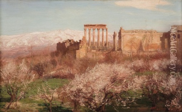 Vue De Baalbeck, Liban Oil Painting - Georg Macco