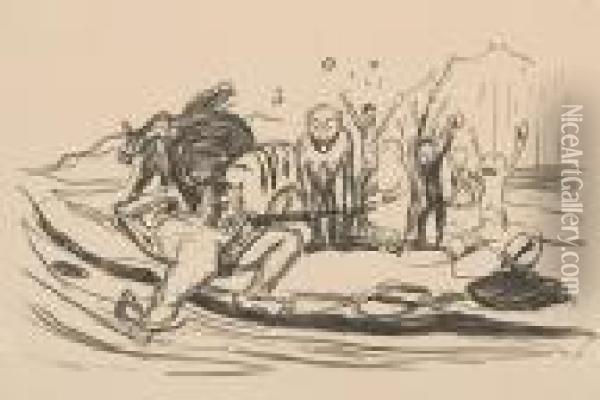 Alfas Death Oil Painting - Edvard Munch
