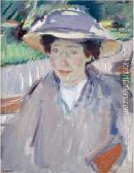 Portrait Of The Artist's Wife, Margaret Oil Painting - Samuel John Peploe