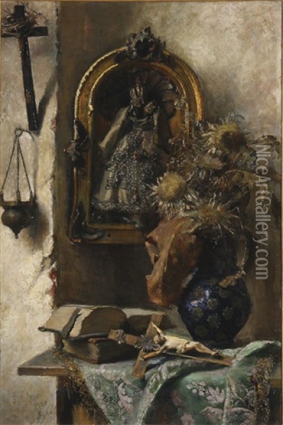 The Holy Corner Oil Painting - Ernest Julius Preyer